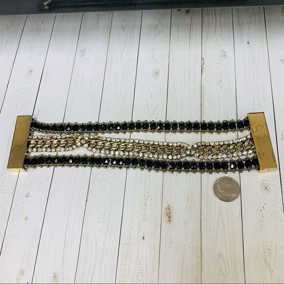 Black and Clear Crystals Magnetic Bracelets - Picture 1 of 2